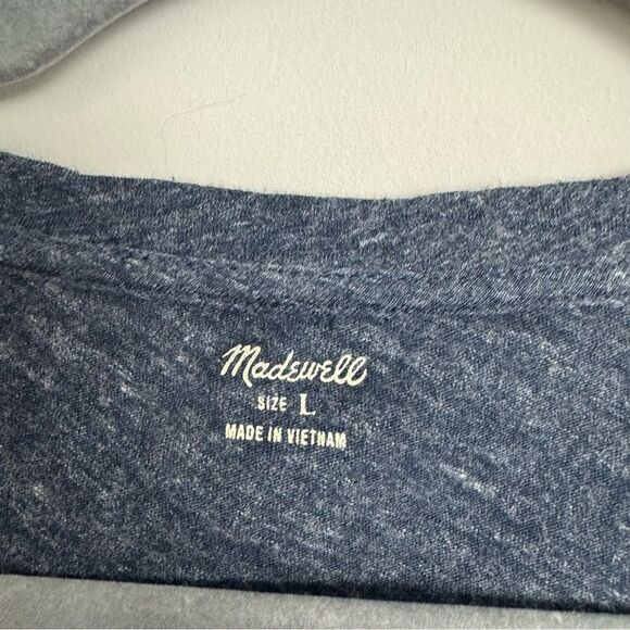 MADEWELL | Whisper Pocketed Heathered Navy Blue V-Neck Tee Women’s Size Large - Picture 6 of 10